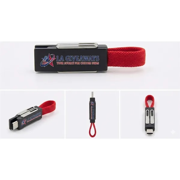 Magnetic Mini Charging Fabric 4 in 1 Keychain USB Cable - Magnetic Mini Charging Fabric 4 in 1 Keychain USB Cable - Image 4 of 4