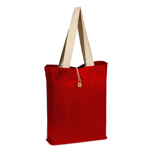 Button-Up Tote Bag w/ Natural Handles 15" x 16" x 3" - Button-Up Tote Bag w/ Natural Handles 15" x 16" x 3" - Image 6 of 7