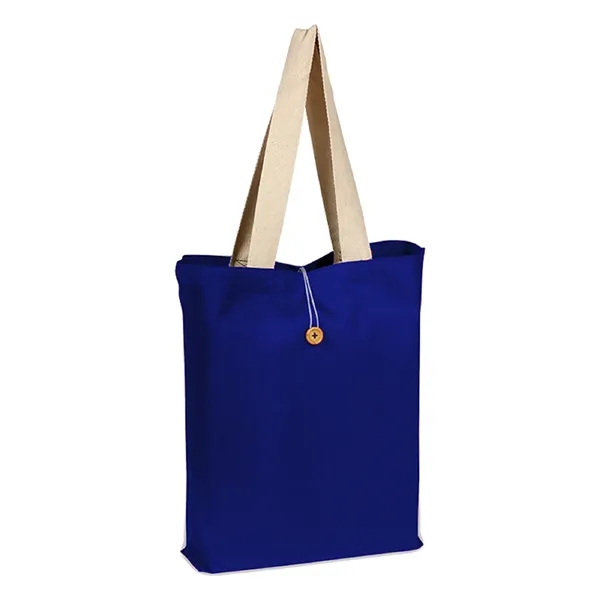 Button-Up Tote Bag w/ Natural Handles 15" x 16" x 3" - Button-Up Tote Bag w/ Natural Handles 15" x 16" x 3" - Image 7 of 7