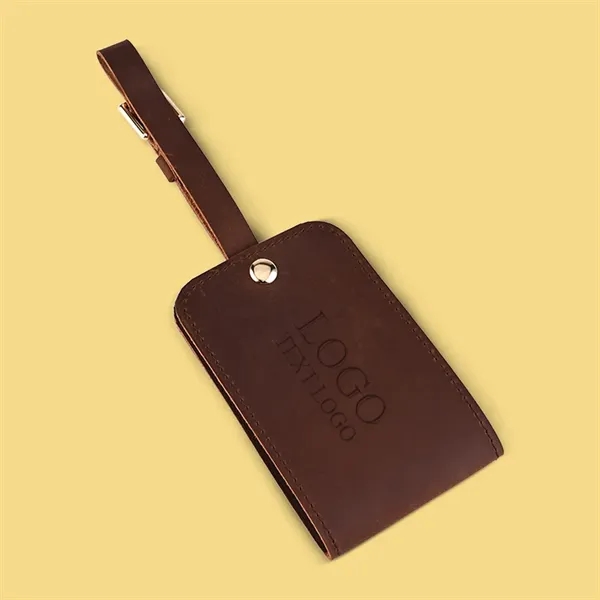 Brown Genuine Leather Luggage Tag - Brown Genuine Leather Luggage Tag - Image 0 of 4