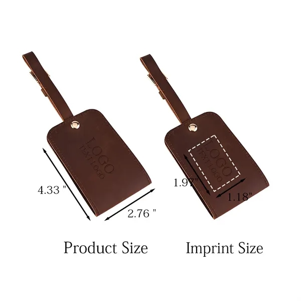 Brown Genuine Leather Luggage Tag - Brown Genuine Leather Luggage Tag - Image 1 of 4