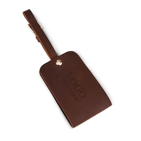 Brown Genuine Leather Luggage Tag - Brown Genuine Leather Luggage Tag - Image 2 of 4