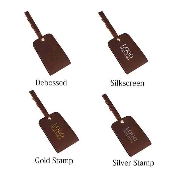 Brown Genuine Leather Luggage Tag - Brown Genuine Leather Luggage Tag - Image 3 of 4