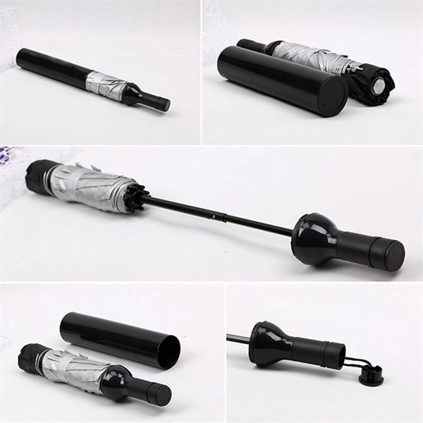Wine Bottle Folding Umbrella - Wine Bottle Folding Umbrella - Image 3 of 4