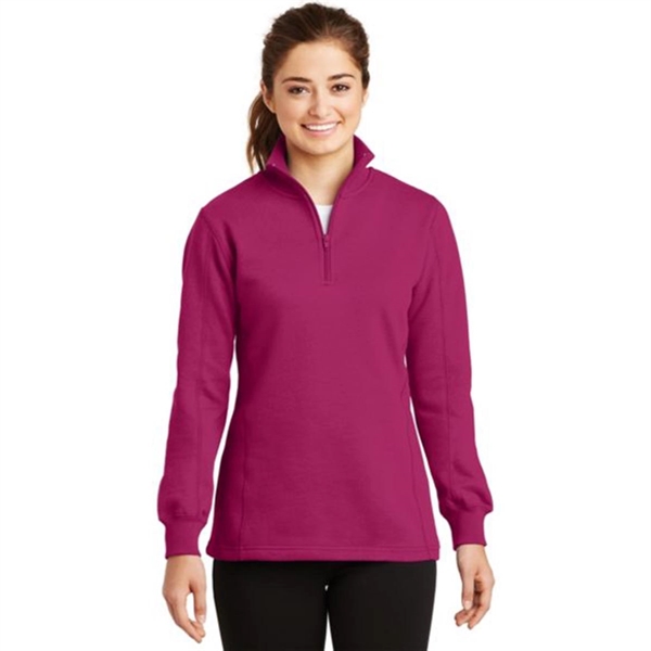 Sport-Tek Ladies Quarter-Zip Sweatshirt - Dark/All - Sport-Tek Ladies Quarter-Zip Sweatshirt - Dark/All - Image 5 of 7