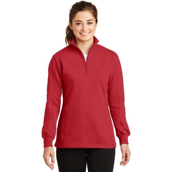 Sport-Tek Ladies Quarter-Zip Sweatshirt - Dark/All - Sport-Tek Ladies Quarter-Zip Sweatshirt - Dark/All - Image 6 of 7