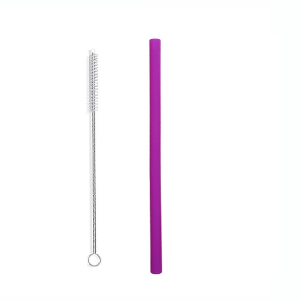 Reusable Straight Silicone Straw with Brush - Reusable Straight Silicone Straw with Brush - Image 0 of 2