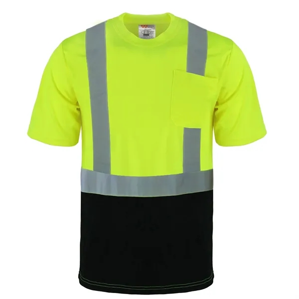 Safety Brite Class 2 HI VIS T-Shirt with Black Bottom - Safety Brite Class 2 HI VIS T-Shirt with Black Bottom - Image 0 of 1