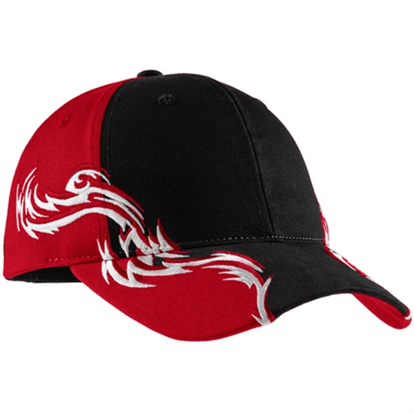 Port Authority Colorblock Racing Cap with Flames - Dark/All - Port Authority Colorblock Racing Cap with Flames - Dark/All - Image 1 of 3