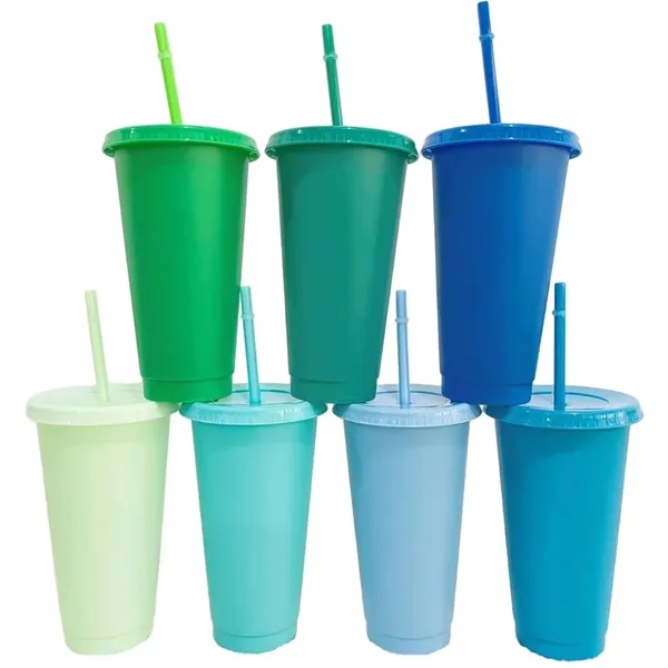 24oz Colorful Reusable Plastic Straw Cup - 24oz Colorful Reusable Plastic Straw Cup - Image 2 of 2