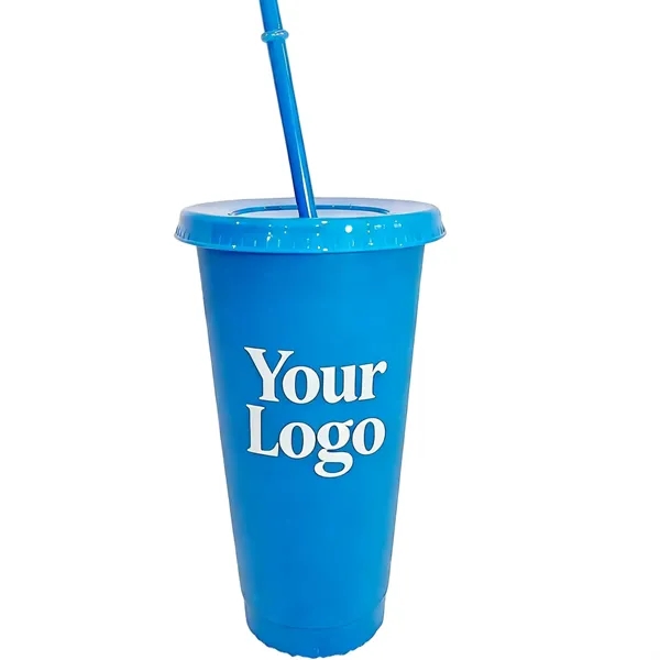 24oz Colorful Reusable Plastic Straw Cup - 24oz Colorful Reusable Plastic Straw Cup - Image 0 of 2