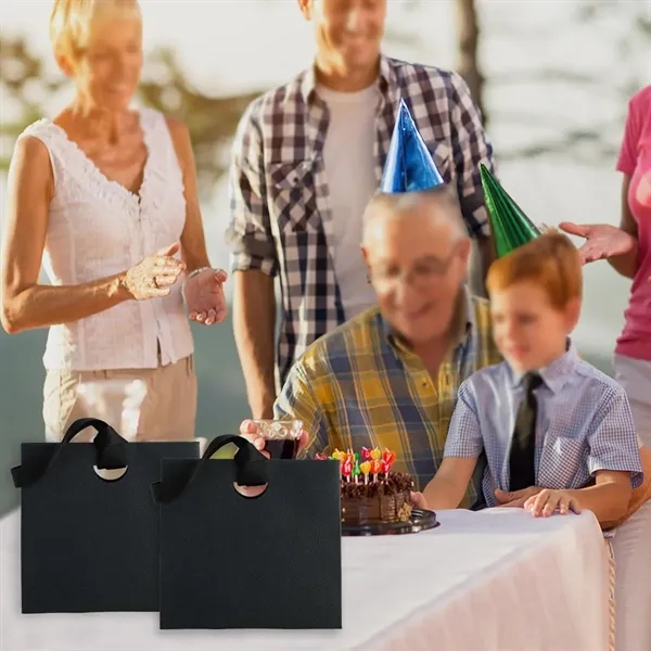 Paper gift bags with ribbon handle reusable birthday holiday - Paper gift bags with ribbon handle reusable birthday holiday - Image 4 of 4