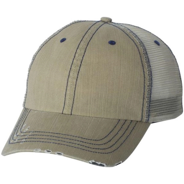 Mega Cap - Herringbone Unstructured Trucker Hat - Mega Cap - Herringbone Unstructured Trucker Hat - Image 4 of 7