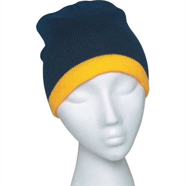 Knit Beanie with Stripes - Knit Beanie with Stripes - Image 2 of 6