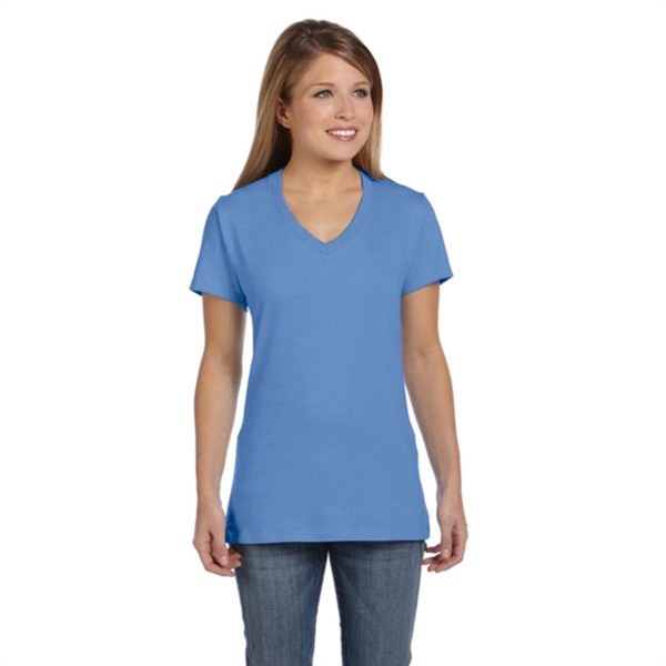 Hanes Ladies' 4.5 oz. Ringspun Cotton nano-T V-neck T-Shirt - Hanes Ladies' 4.5 oz. Ringspun Cotton nano-T V-neck T-Shirt - Image 5 of 44