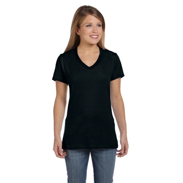 Hanes Ladies' 4.5 oz. Ringspun Cotton nano-T V-neck T-Shirt - Hanes Ladies' 4.5 oz. Ringspun Cotton nano-T V-neck T-Shirt - Image 15 of 44