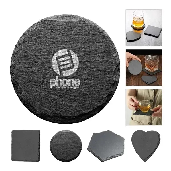 Black Slate Stone Coasters - Black Slate Stone Coasters - Image 0 of 6