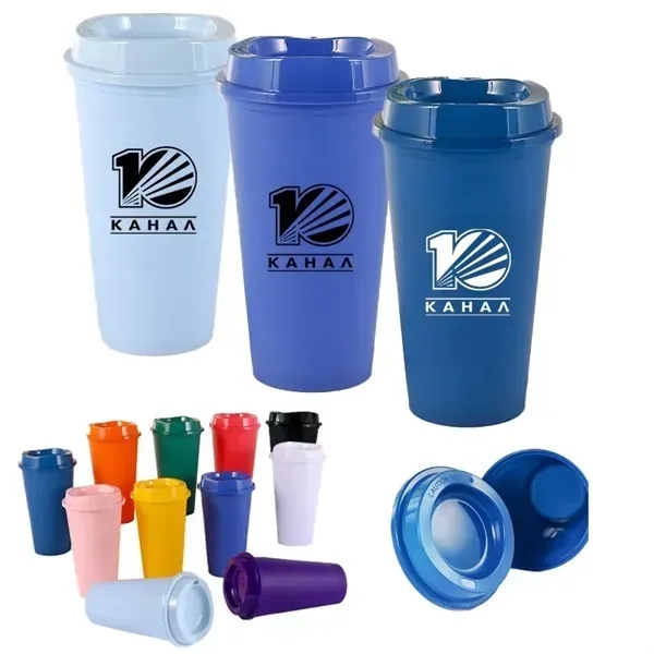 16Oz. Cheap Plastic Cup With Lid - 16Oz. Cheap Plastic Cup With Lid - Image 0 of 3