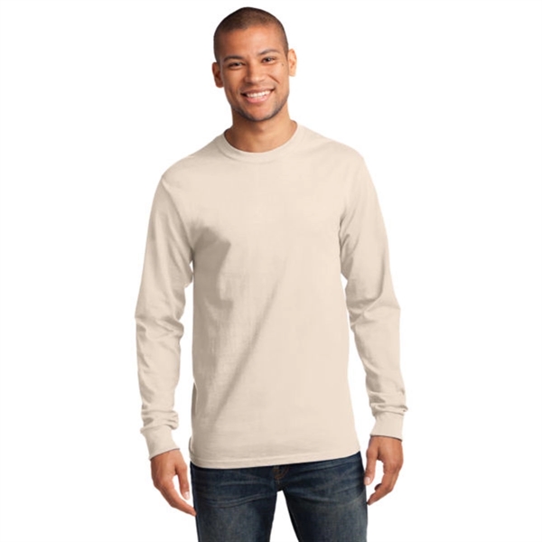 Port & Company Long Sleeve Essential T-Shirt - White/Neutral - Port & Company Long Sleeve Essential T-Shirt - White/Neutral - Image 1 of 1
