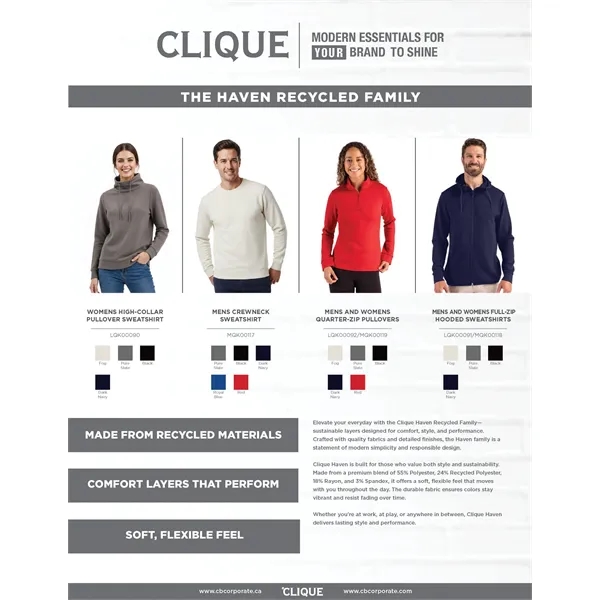 Clique Haven Recycled Mens Quarter Zip Sweatshirt