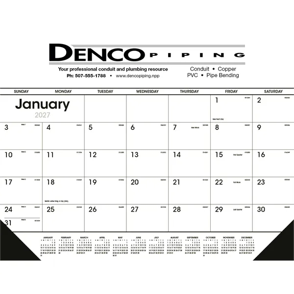 Triumph® Calendars Black & White Desk Pad with Vinyl Corners - Triumph® Calendars Black & White Desk Pad with Vinyl Corners - Image 2 of 3