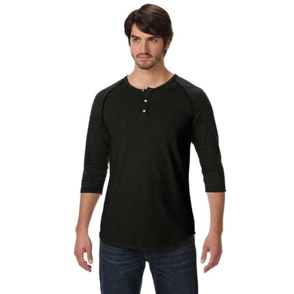 Alternative 3/4-Sleeve Raglan Henley - Dark/Colors - Alternative 3/4-Sleeve Raglan Henley - Dark/Colors - Image 4 of 6