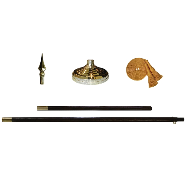 7' Oak Pole Indoor Mounting Set with Spear Top - 7' Oak Pole Indoor Mounting Set with Spear Top - Image 1 of 2