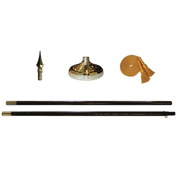 9' Oak Pole Indoor Mounting Set with Spear Top - 9' Oak Pole Indoor Mounting Set with Spear Top - Image 1 of 2