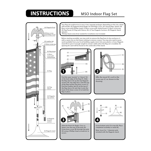 8' x 1 1/4" Indoor Display Set with Eagle Topper - 8' x 1 1/4" Indoor Display Set with Eagle Topper - Image 2 of 2