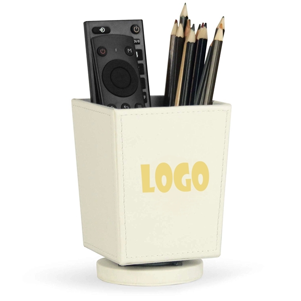 Artificial Leather Rotating Tabletop Storage Pen Holder - Artificial Leather Rotating Tabletop Storage Pen Holder - Image 1 of 7
