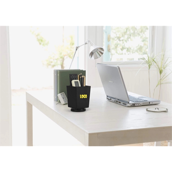Artificial Leather Rotating Tabletop Storage Pen Holder - Artificial Leather Rotating Tabletop Storage Pen Holder - Image 2 of 7
