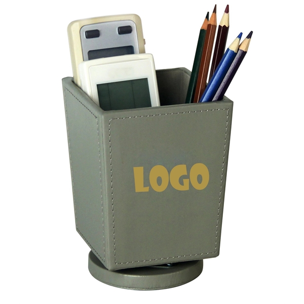 Artificial Leather Rotating Tabletop Storage Pen Holder - Artificial Leather Rotating Tabletop Storage Pen Holder - Image 3 of 7