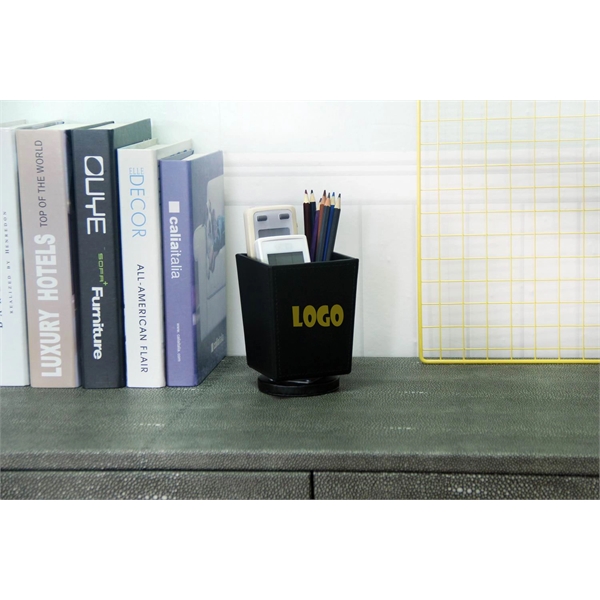 Artificial Leather Rotating Tabletop Storage Pen Holder - Artificial Leather Rotating Tabletop Storage Pen Holder - Image 4 of 7