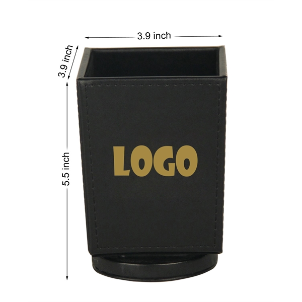 Artificial Leather Rotating Tabletop Storage Pen Holder - Artificial Leather Rotating Tabletop Storage Pen Holder - Image 5 of 7