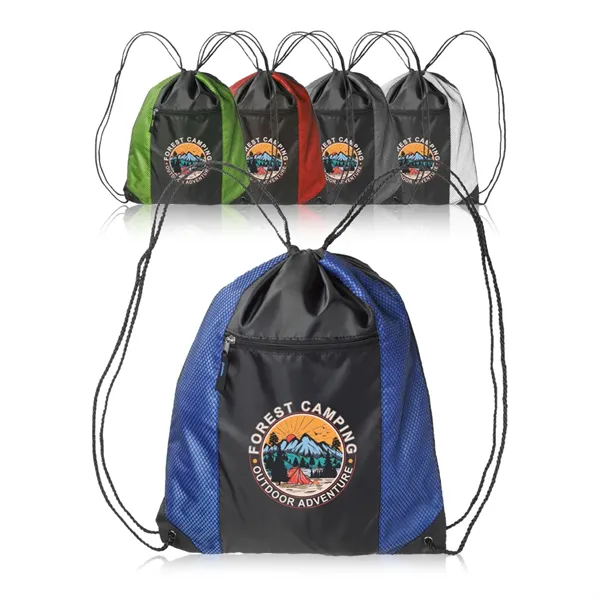 Zipper Pocket Drawstring Backpacks - Zipper Pocket Drawstring Backpacks - Image 0 of 12