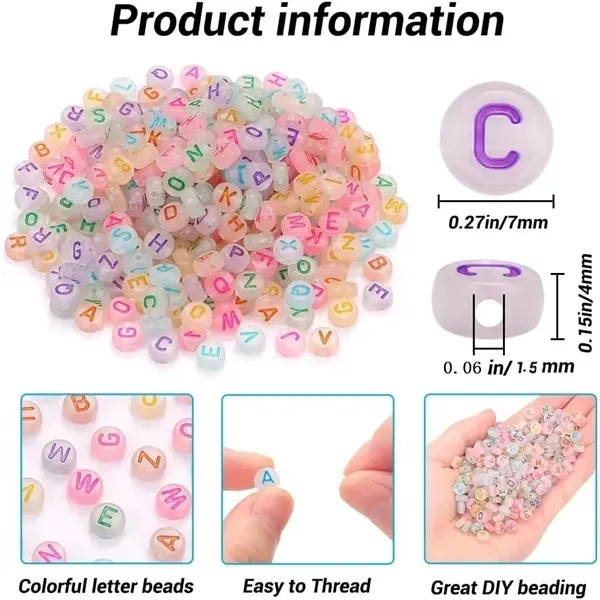 Glow in The Dark Acrylic Letter Beads - Glow in The Dark Acrylic Letter Beads - Image 0 of 5