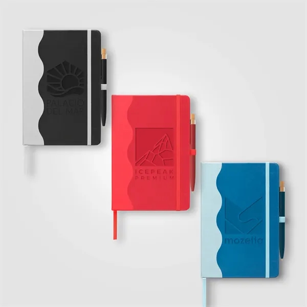 Grete Recycled PU Wave Pattern Journal Pen Set - A5