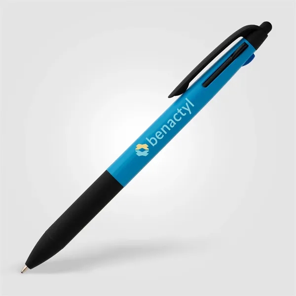 Malta Recycled Plastic 3-in-1 Stylus Neon Grip Multi-Ink Pen