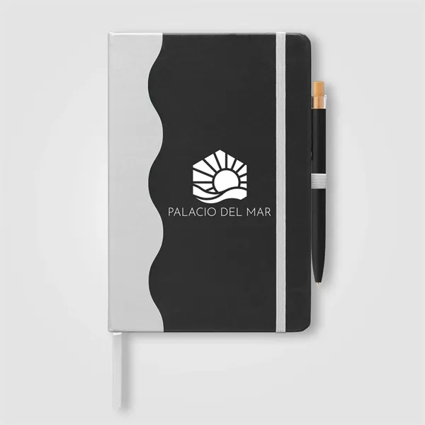 Custom Grete Recycled PU Wave Pattern Journal Pen Set - A5