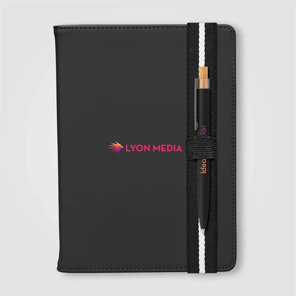 Custom Newport rPET Chevron Refillable Journal Pen Set - A5