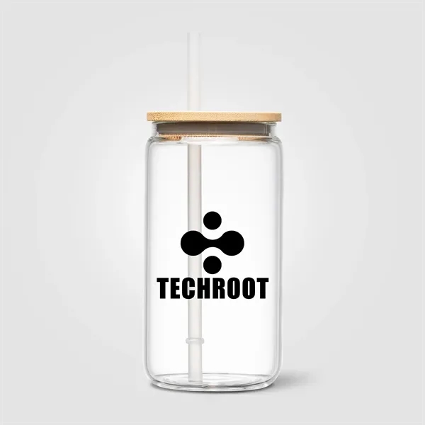 Custom Cadiz Glass Bamboo Lid Tumbler - 17 oz. -