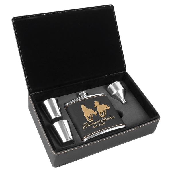 6 Oz. Leatherette Flask Gift Set - 6 Oz. Leatherette Flask Gift Set - Image 2 of 31