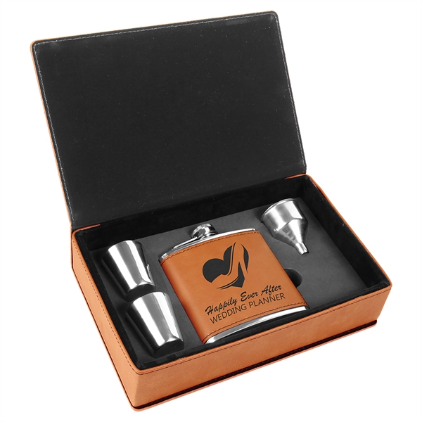 6 Oz. Leatherette Flask Gift Set - 6 Oz. Leatherette Flask Gift Set - Image 6 of 31