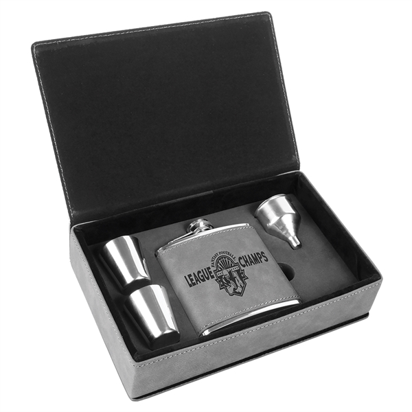 6 Oz. Leatherette Flask Gift Set - 6 Oz. Leatherette Flask Gift Set - Image 9 of 31
