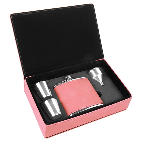 6 Oz. Leatherette Flask Gift Set - 6 Oz. Leatherette Flask Gift Set - Image 10 of 31