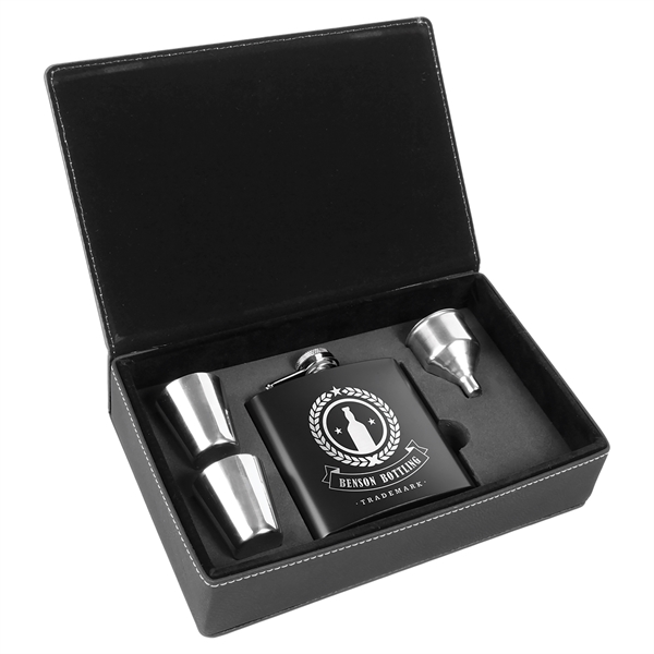 6 Oz. Leatherette Flask Gift Set - 6 Oz. Leatherette Flask Gift Set - Image 25 of 31