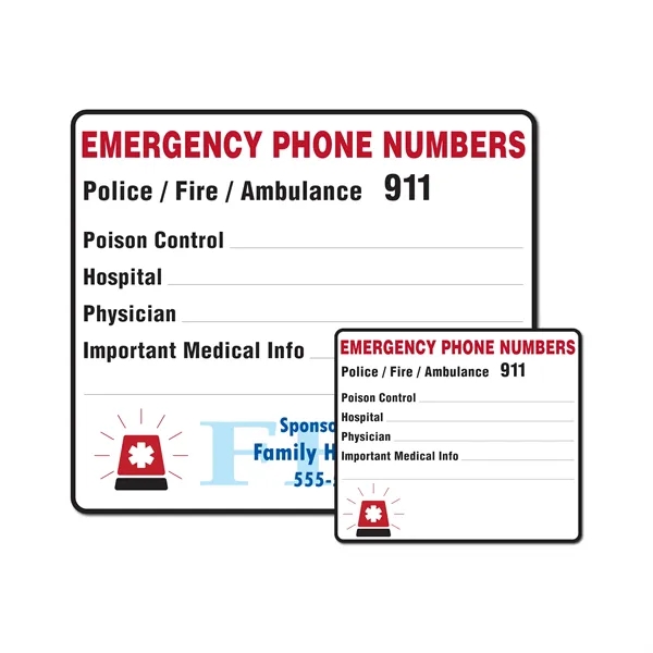 Emergency Numbers - Mini Magnet 3.5" x 4"