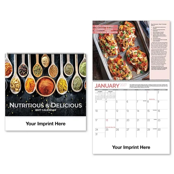 2027 Nutritious and Delicious Recipe Spiral Bound Calendar - 2027 Nutritious and Delicious Recipe Spiral Bound Calendar - Image 0 of 3