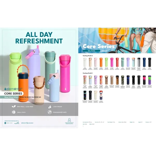 Elemental® Core Series 24oz Stainless Steel Water Bottle - Elemental® Core Series 24oz Stainless Steel Water Bottle - Image 35 of 35