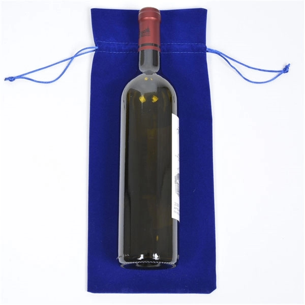 Velvet Wine Bottle Bag with Drawstring - Velvet Wine Bottle Bag with Drawstring - Image 4 of 5